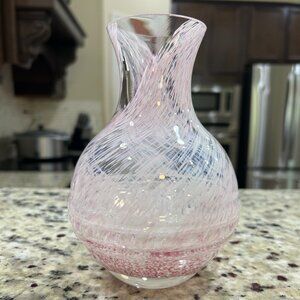 Caithness Art Glas Round Pink Swirl 7" Vase Scotland